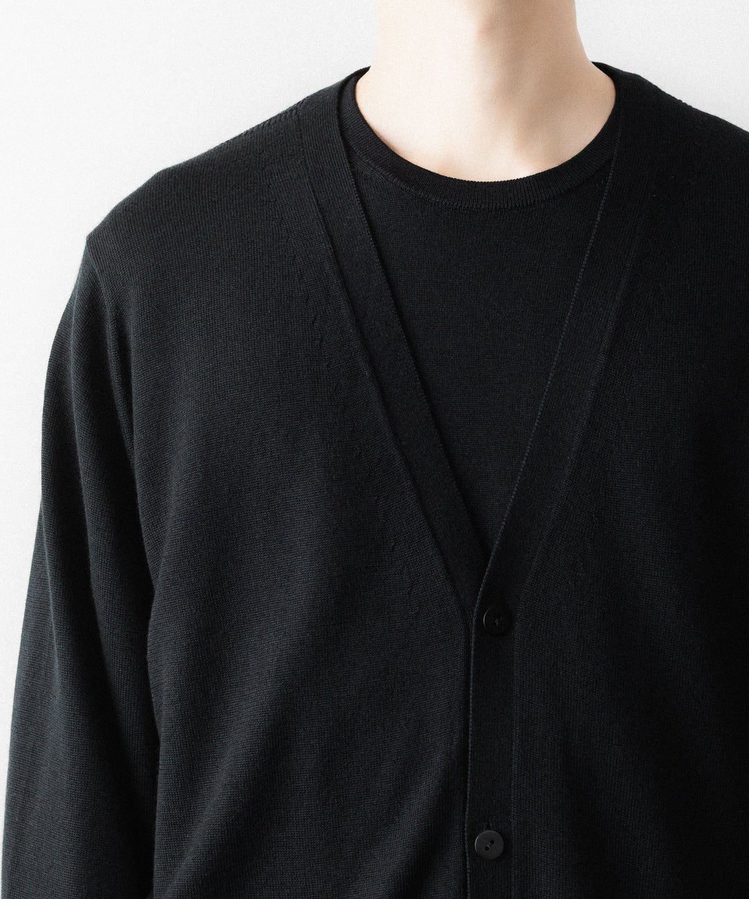 MAYKAM メイカムのSTRUCTURE EYELET CARDIGANのBLACK 公式通販サイトsession福岡セレクトショップ