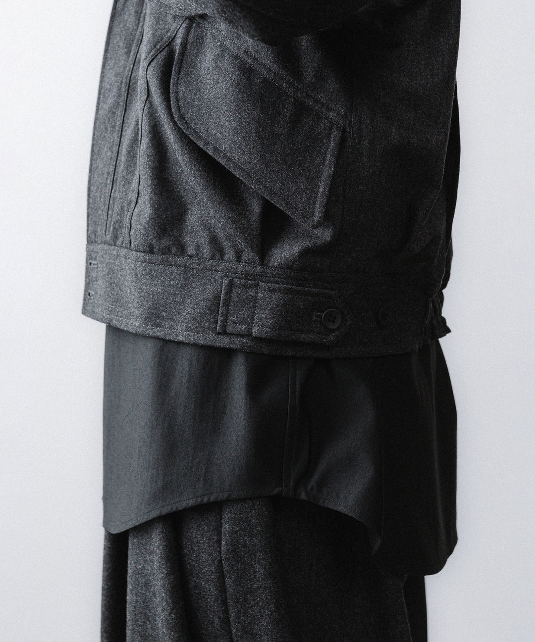 【ANTHEM A】WOOL CASHMERE POPLIN MELTON POCKET BLOUSON - CHARCOAL