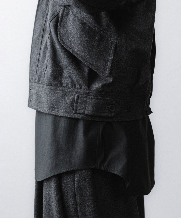 【ANTHEM A】WOOL CASHMERE POPLIN MELTON POCKET BLOUSON - CHARCOAL