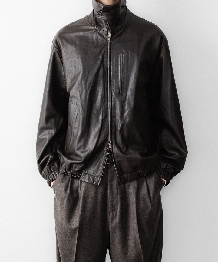 【ssstein】CALF ZIP SHORT JACKET - DARK BROWN