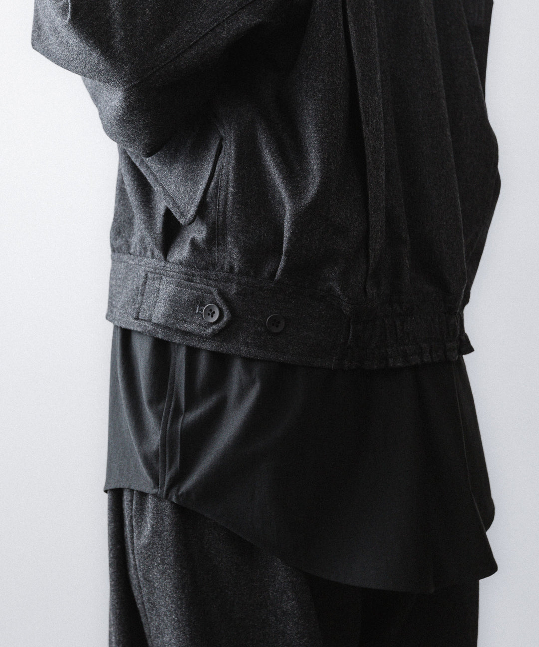 【ANTHEM A】WOOL CASHMERE POPLIN MELTON POCKET BLOUSON - CHARCOAL