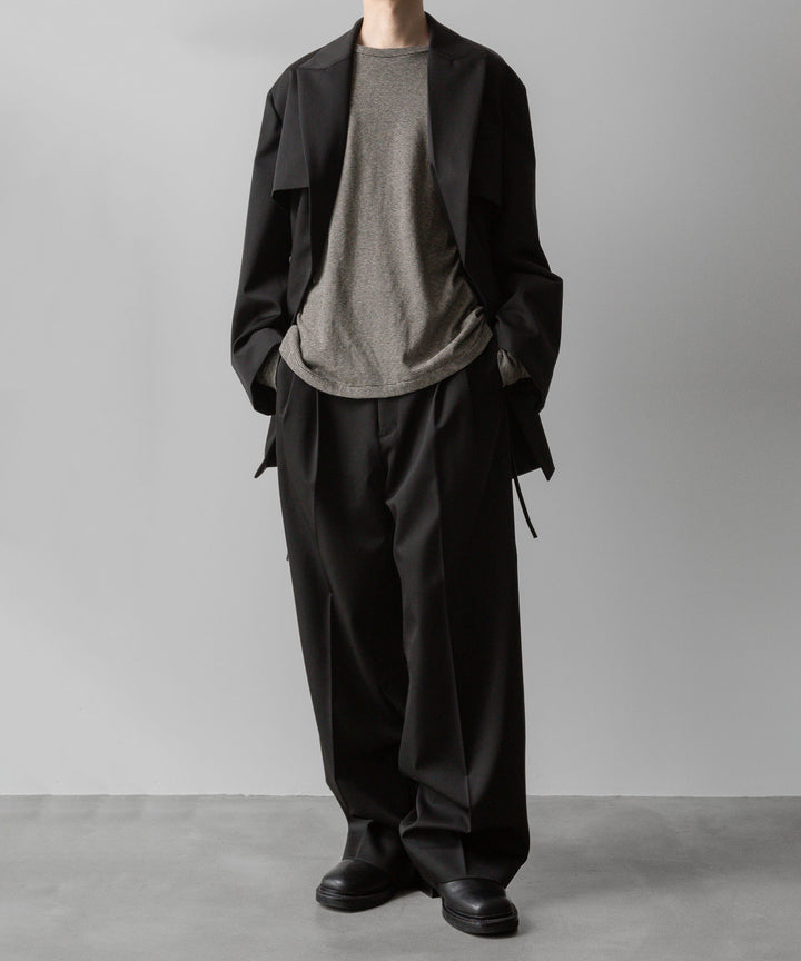 【INTÉRIM】COTTON HEMP BORDER LONG TEE - BLACK
