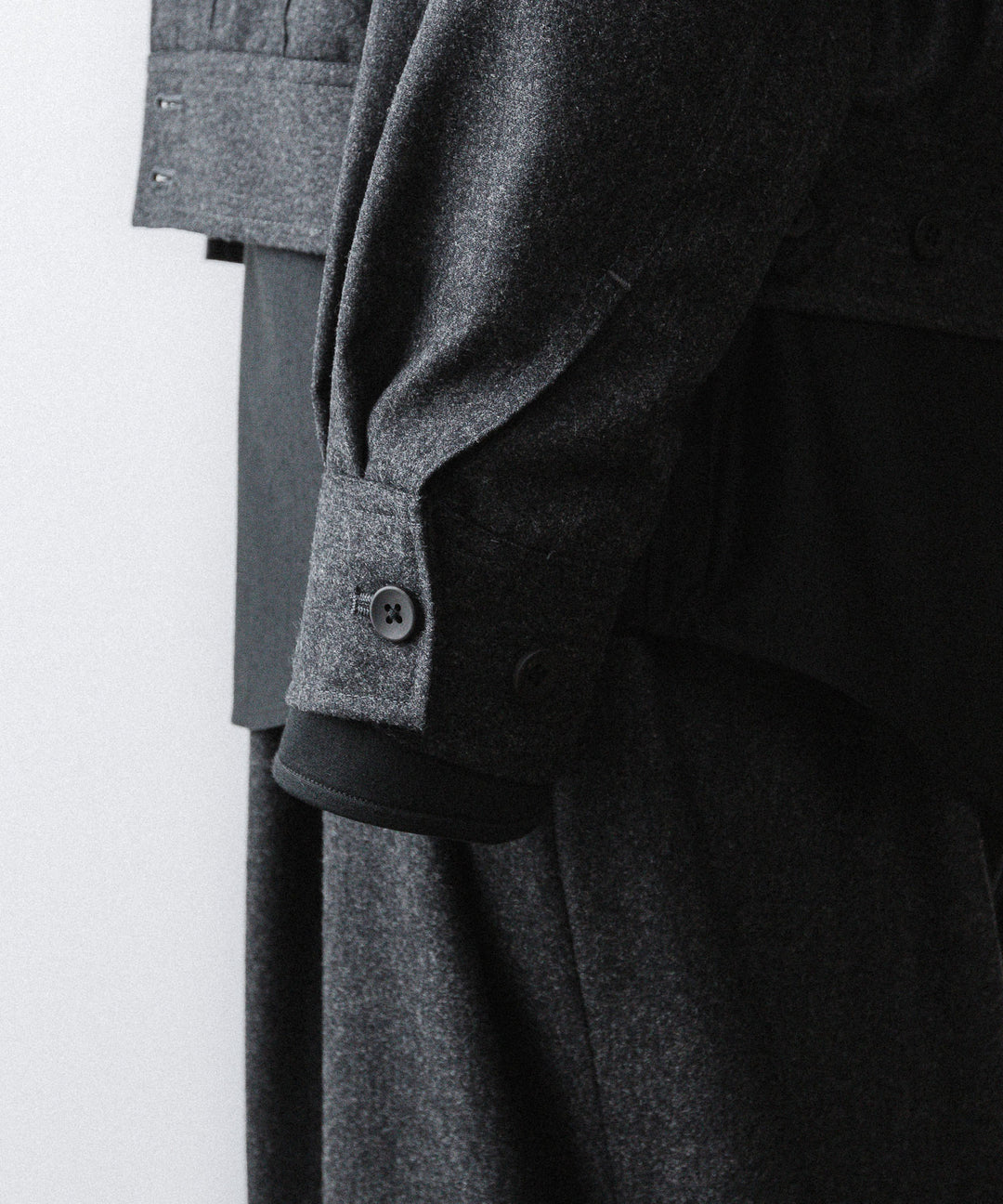 【ANTHEM A】WOOL CASHMERE POPLIN MELTON POCKET BLOUSON - CHARCOAL