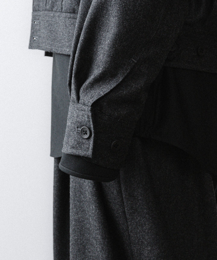 【ANTHEM A】WOOL CASHMERE POPLIN MELTON POCKET BLOUSON - CHARCOAL