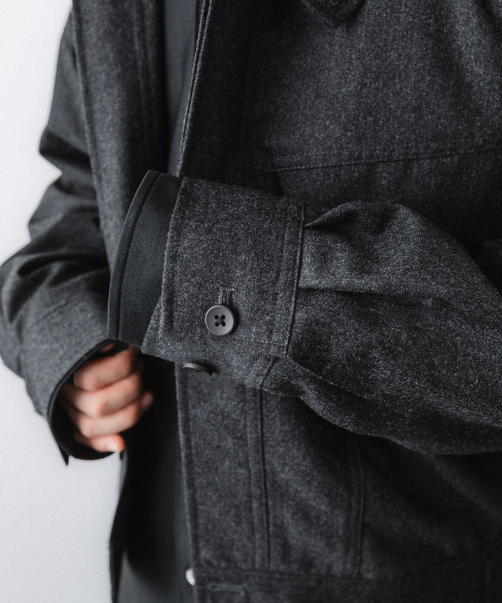 【ANTHEM A】WOOL CASHMERE POPLIN MELTON POCKET BLOUSON - CHARCOAL