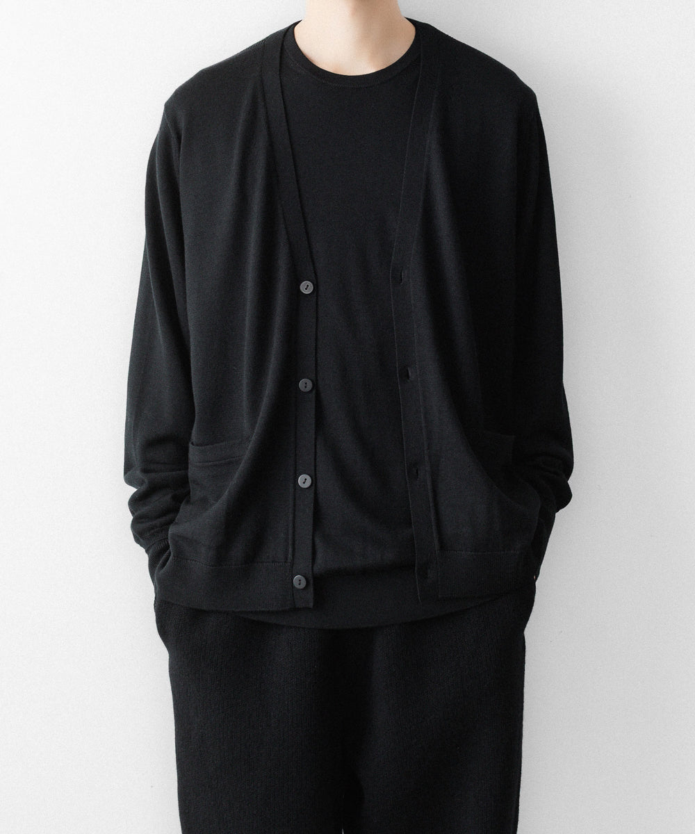 MAYKAM メイカムのSTRUCTURE EYELET CARDIGANのBLACK 公式通販サイトsession福岡セレクトショップ