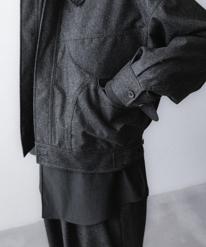 【ANTHEM A】WOOL CASHMERE POPLIN MELTON POCKET BLOUSON - CHARCOAL