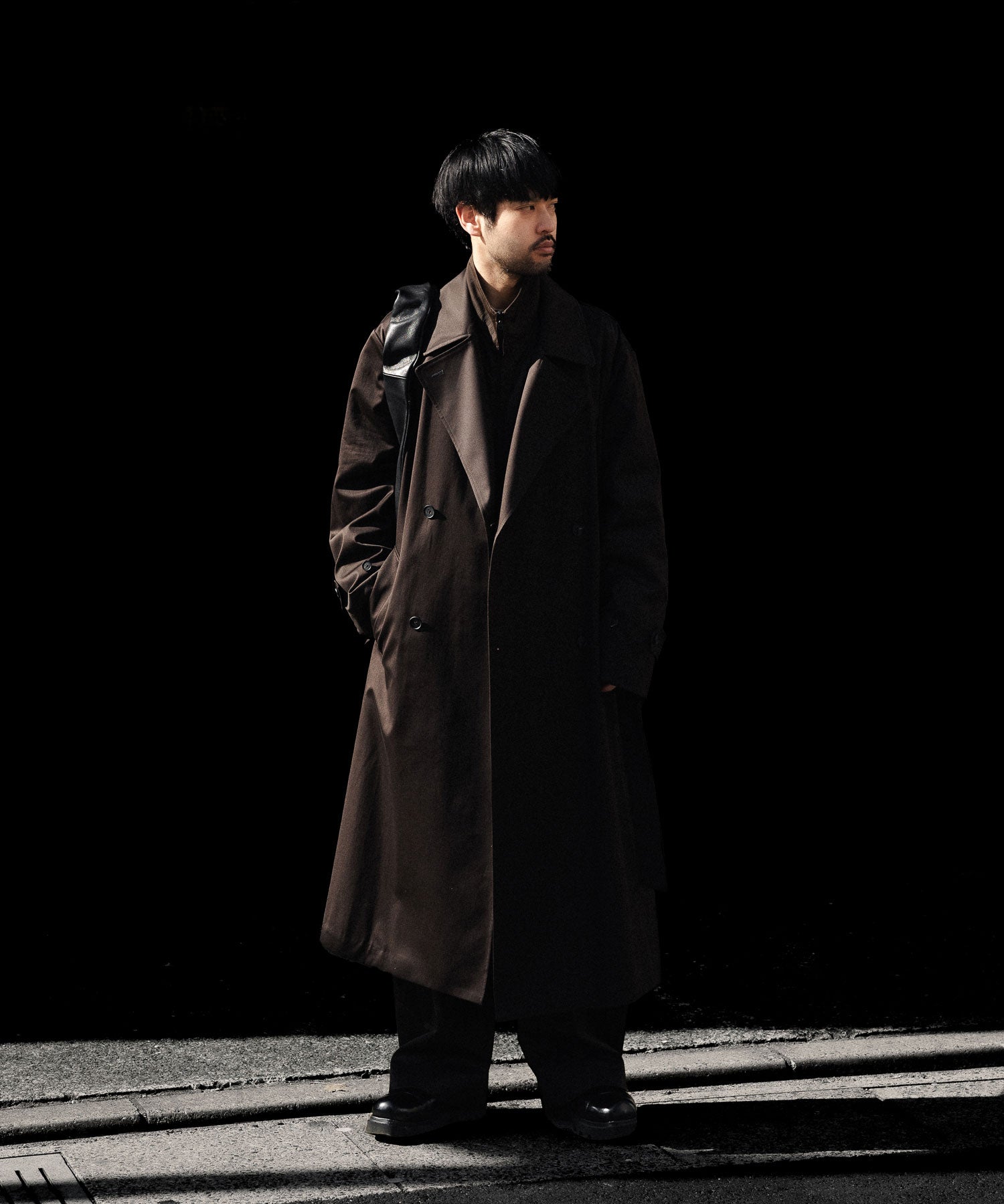 ssstein / シュタイン】COTTON SATIN OVERSIZED DOUBLE BREASTED COAT