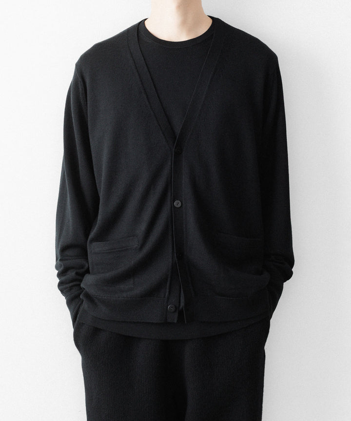 MAYKAM メイカムのSTRUCTURE EYELET CARDIGANのBLACK 公式通販サイトsession福岡セレクトショップ
