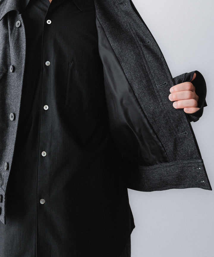 【ANTHEM A】WOOL CASHMERE POPLIN MELTON POCKET BLOUSON - CHARCOAL