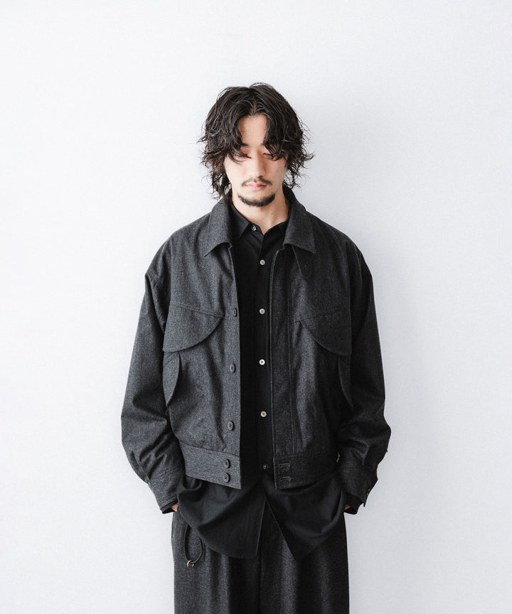 【ANTHEM A】WOOL CASHMERE POPLIN MELTON POCKET BLOUSON - CHARCOAL