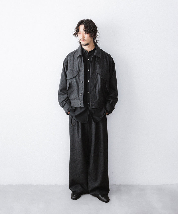 【ANTHEM A】WOOL CASHMERE POPLIN MELTON POCKET BLOUSON - CHARCOAL