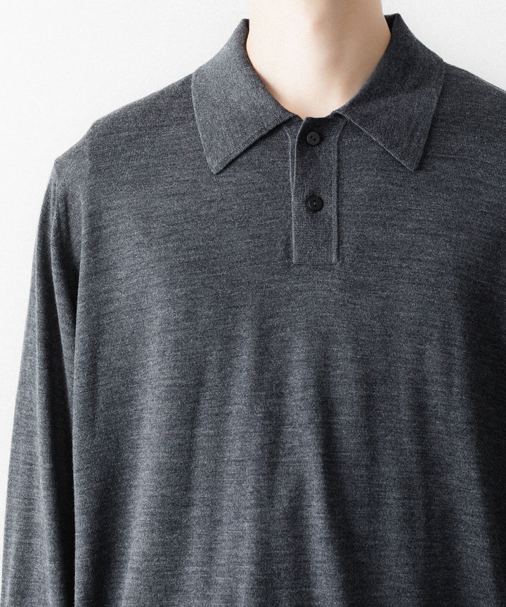MAYKAM メイカムのSTRUCTURE EYELET L/S POLOのSTONE GREY 公式通販サイトsession福岡セレクトショップ