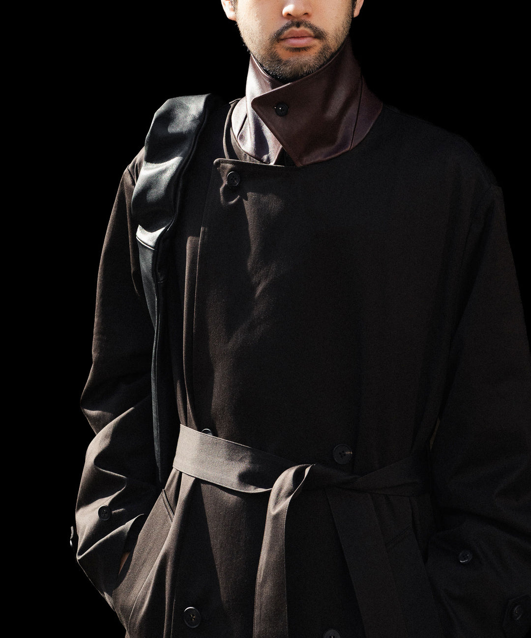 ssstein(シュタイン)のCOTTON SATIN OVERSIZED DOUBLE BREASTED COAT - DARK BROWNの公式通販サイトsession福岡セレクトショップ