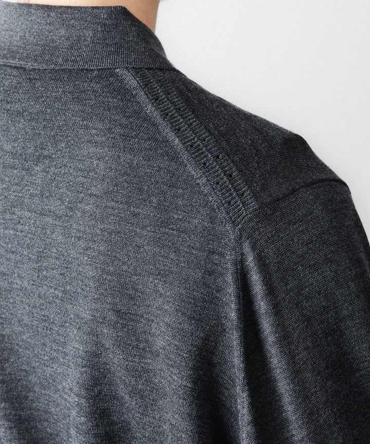 MAYKAM メイカムのSTRUCTURE EYELET L/S POLOのSTONE GREY 公式通販サイトsession福岡セレクトショップ