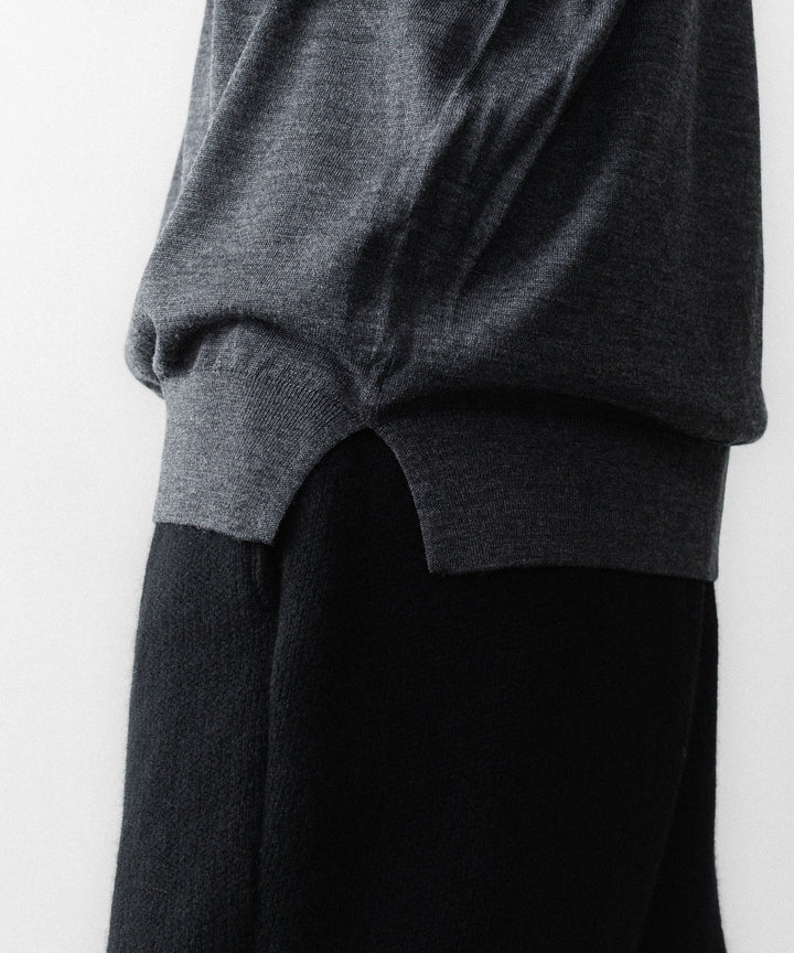 MAYKAM メイカムのSTRUCTURE EYELET L/S POLOのSTONE GREY 公式通販サイトsession福岡セレクトショップ