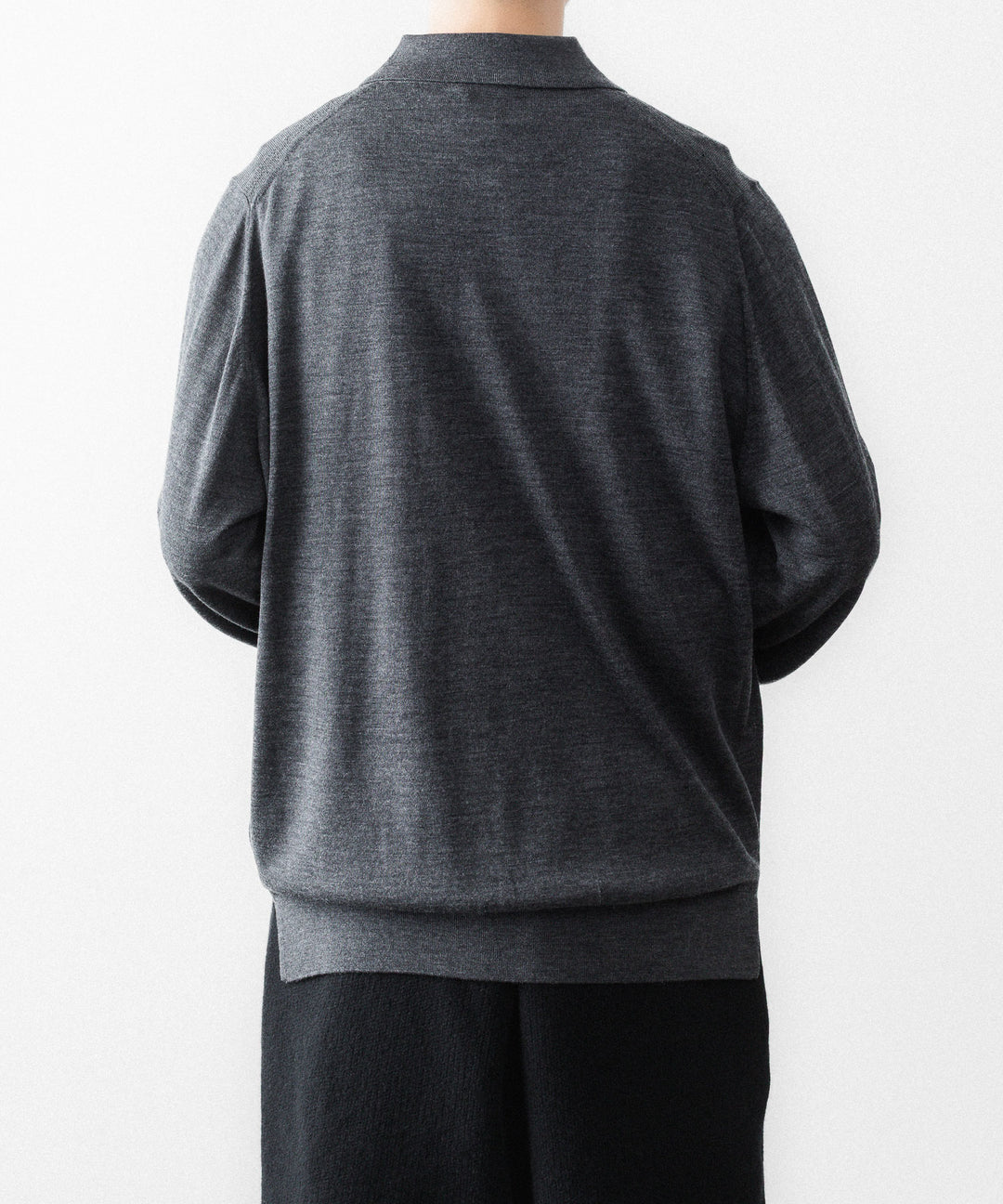 MAYKAM メイカムのSTRUCTURE EYELET L/S POLOのSTONE GREY 公式通販サイトsession福岡セレクトショップ