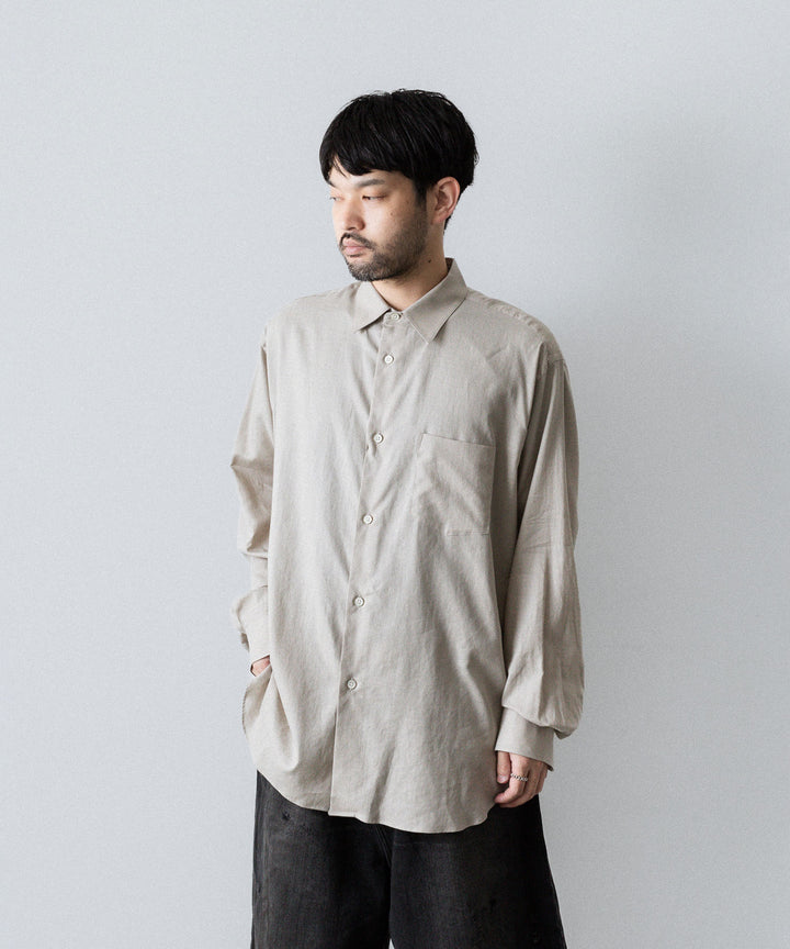 ssstein(シュタイン)のCOTTON/SILK OVERSIZED REGULAR COLLAR SHIRT - GREIGEの公式通販サイトsession福岡セレクトショップ
