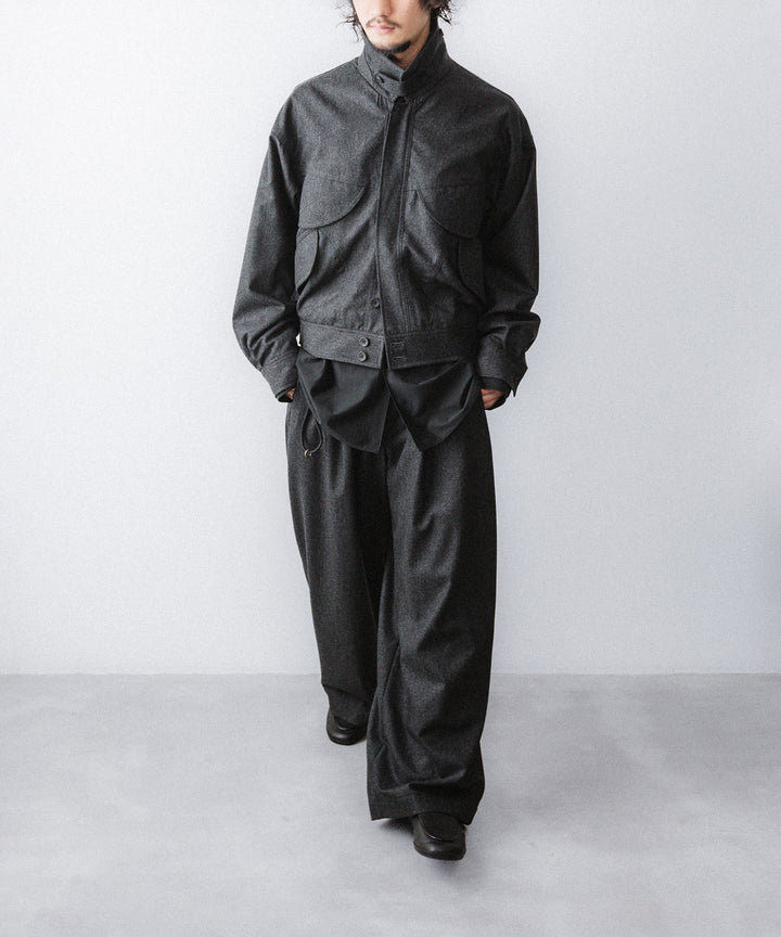 【ANTHEM A】WOOL CASHMERE POPLIN MELTON POCKET BLOUSON - CHARCOAL