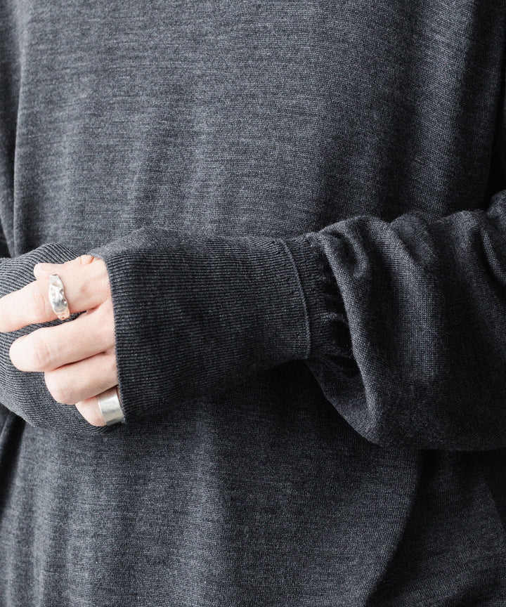 MAYKAM メイカムのSTRUCTURE EYELET CREW NECKのSTONE GREY 公式通販サイトsession福岡セレクトショップ
