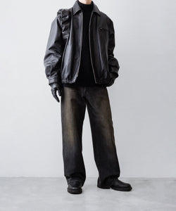 ssstein / シュタイン】COW LEATHER VINTAGE ZIP JACKET - BLACK