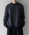 【INTÉRIM】ALPACA BIRD'S EYE HEAVY CREW SWEATER - NAVY × WHITE