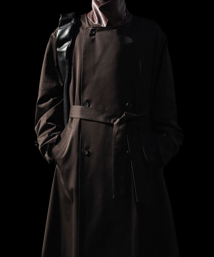 ssstein(シュタイン)のCOTTON SATIN OVERSIZED DOUBLE BREASTED COAT - DARK BROWNの公式通販サイトsession福岡セレクトショップ