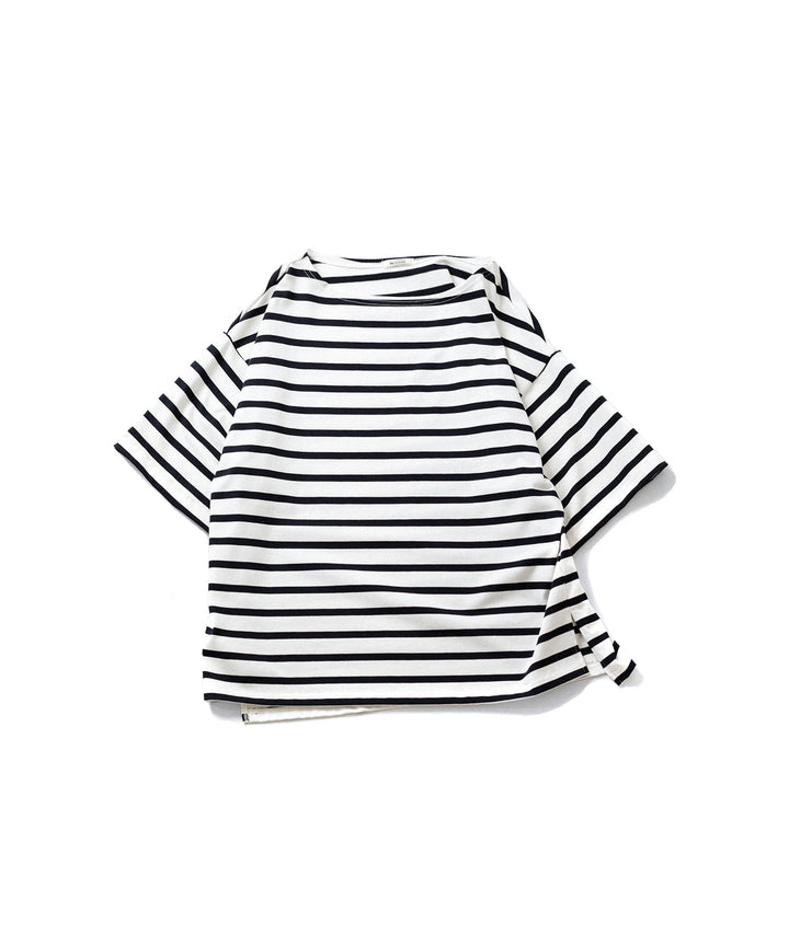 【INTÉRIM】HYPER BIG SUVIN GIZA BASQUE BORDER H/S SHIRT - WHITE×NAVY