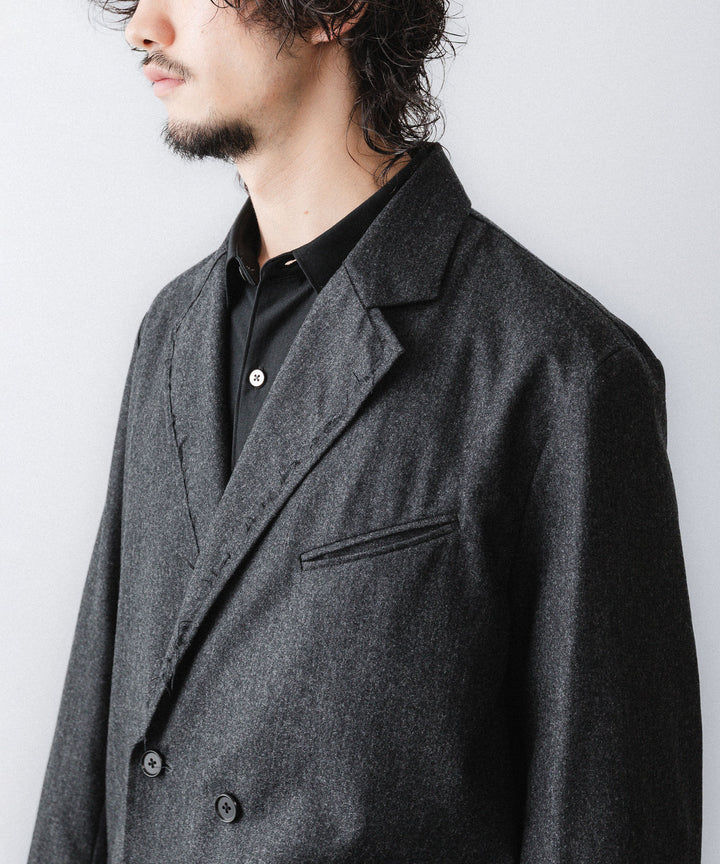【ANTHEM A】WOOL CASHMERE POPLIN MELTON JACKET - CHARCOAL