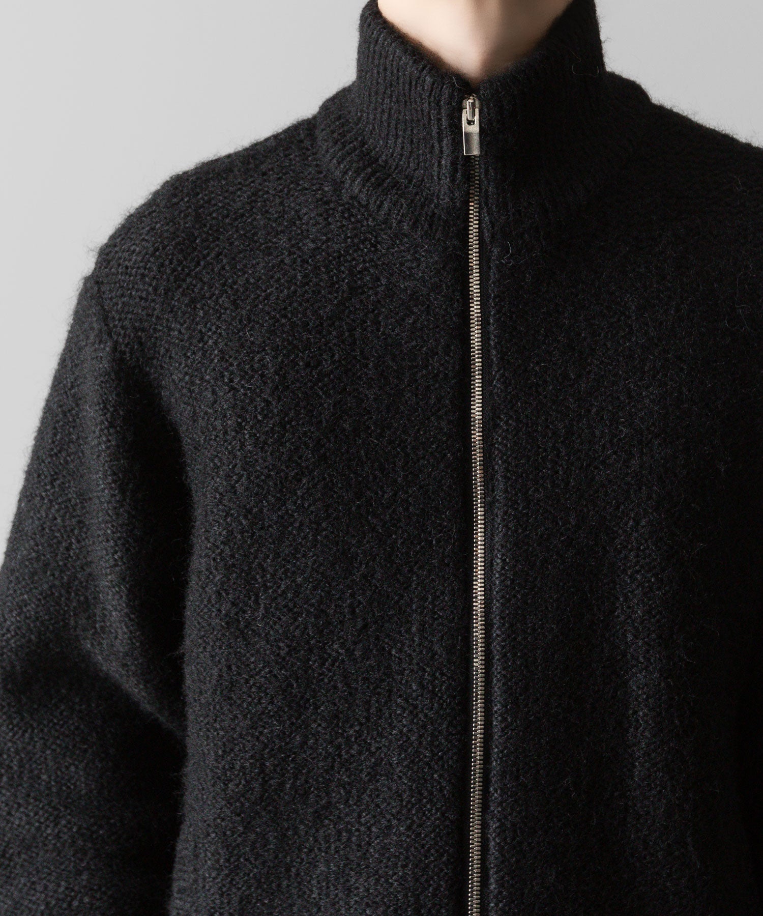 Exclusive【 VEIN 】SHAGGY KNIT DRIVERS JACKET - BLACK