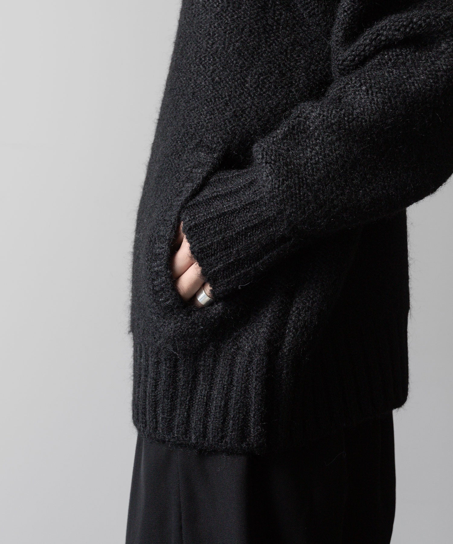 Exclusive【 VEIN 】SHAGGY KNIT DRIVERS JACKET - BLACK