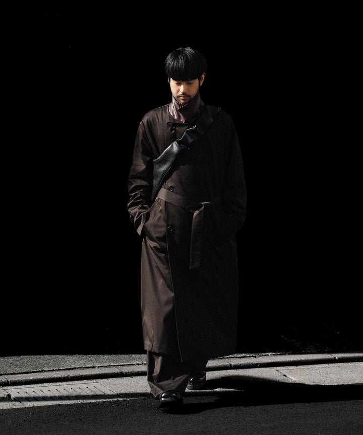ssstein(シュタイン)のCOTTON SATIN OVERSIZED DOUBLE BREASTED COAT - DARK BROWNの公式通販サイトsession福岡セレクトショップ