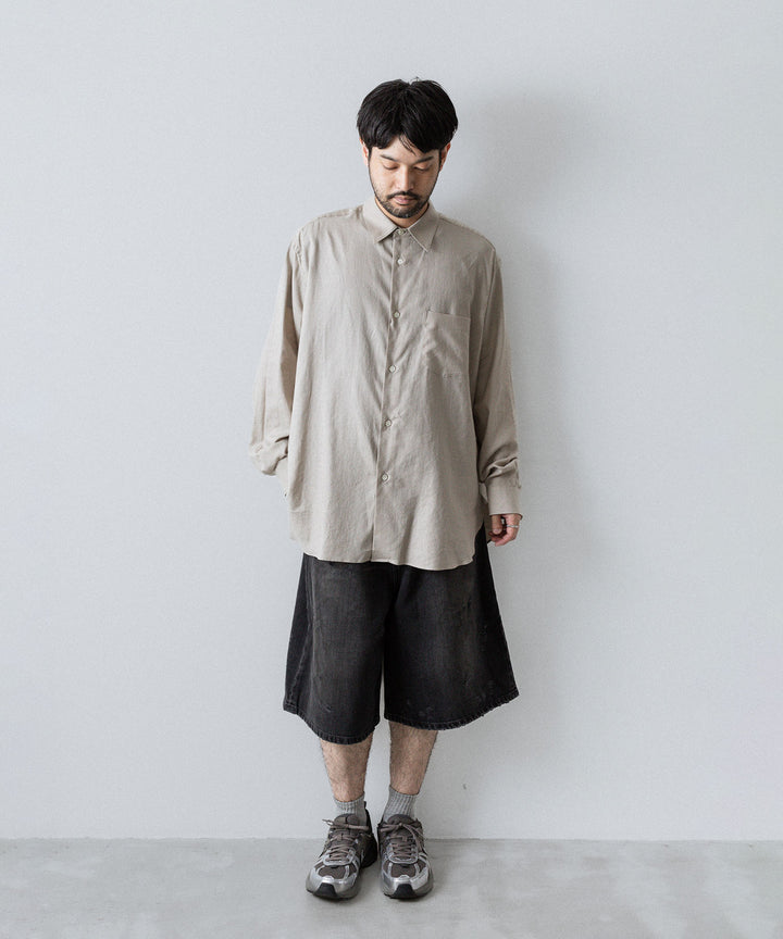 ssstein(シュタイン)のCOTTON/SILK OVERSIZED REGULAR COLLAR SHIRT - GREIGEの公式通販サイトsession福岡セレクトショップ