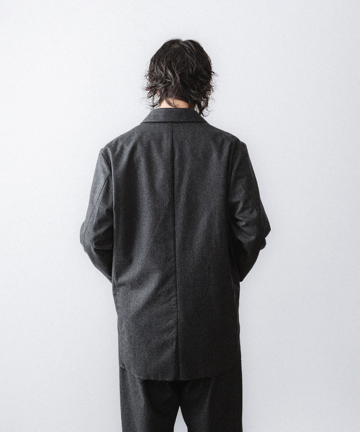 【ANTHEM A】WOOL CASHMERE POPLIN MELTON JACKET - CHARCOAL