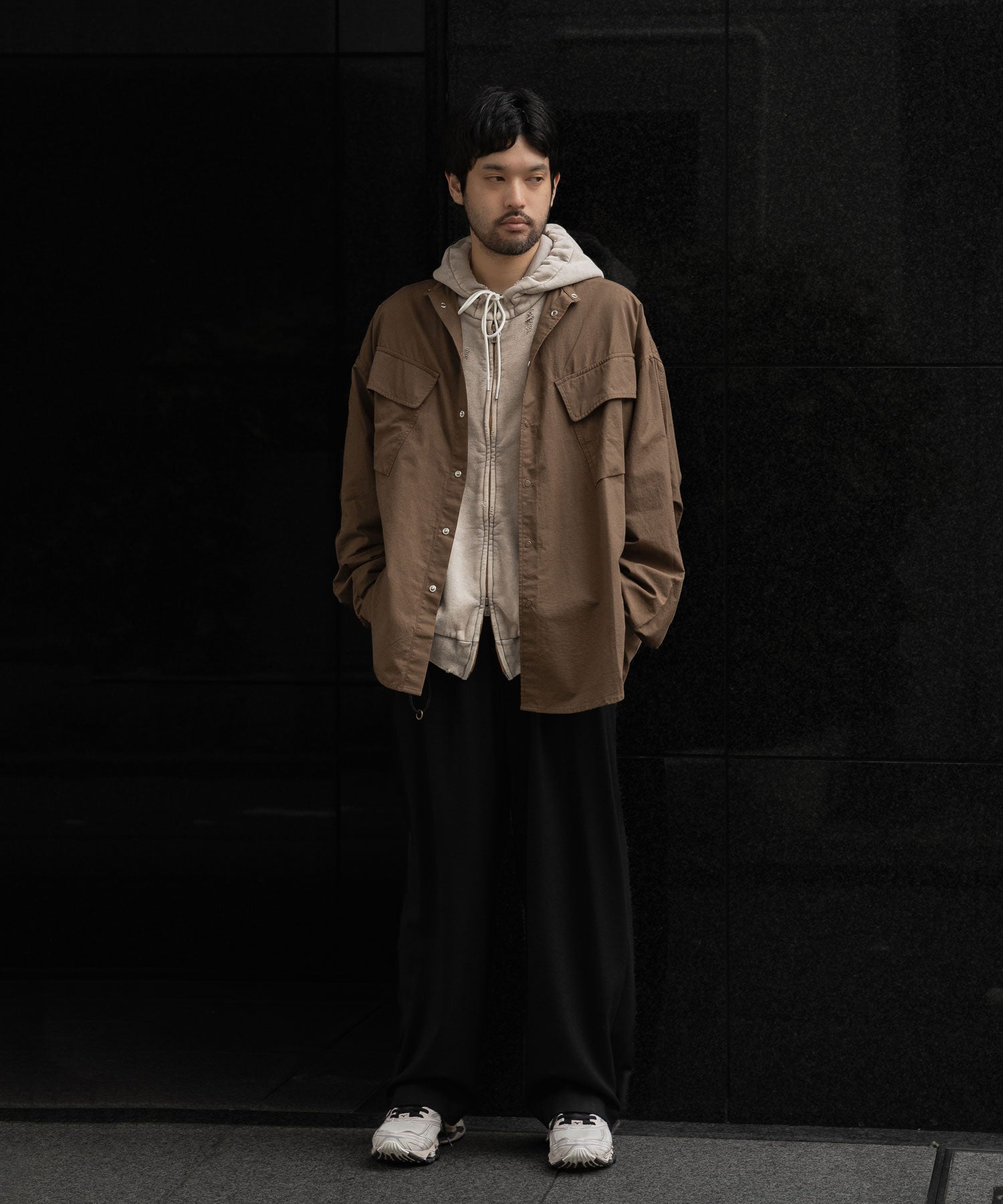 NEITHERS ネイダースのROASTER BAND COLLAR SHIRT JACKET - BROWNの公式通販サイトsession福岡セレクトショップ