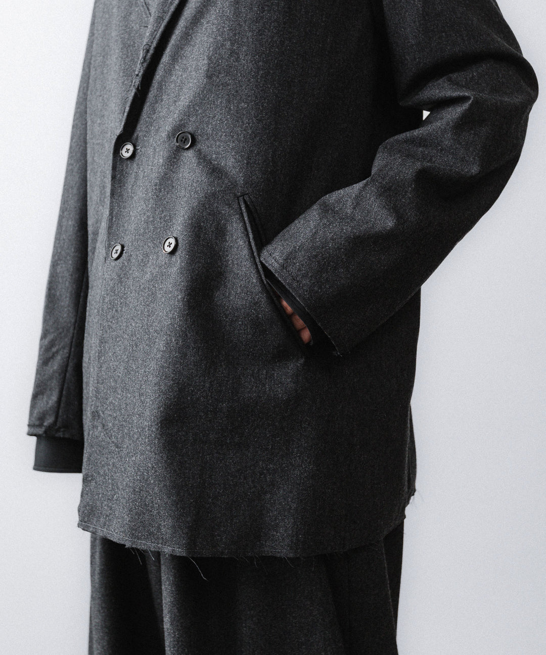 【ANTHEM A】WOOL CASHMERE POPLIN MELTON JACKET - CHARCOAL