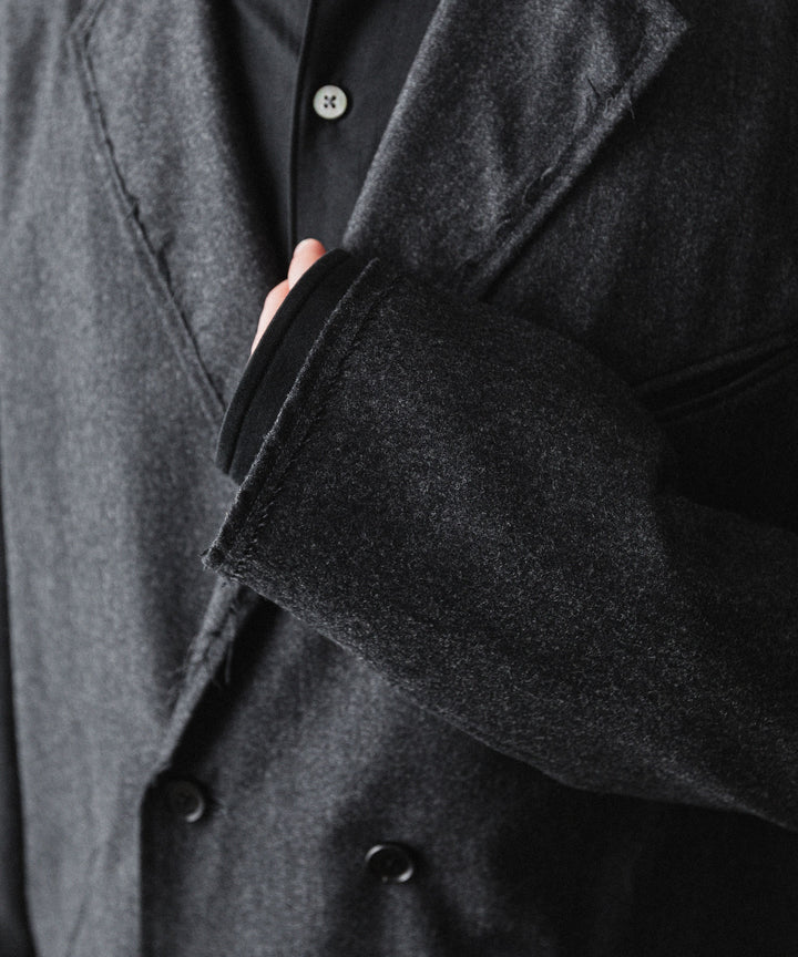 【ANTHEM A】WOOL CASHMERE POPLIN MELTON JACKET - CHARCOAL