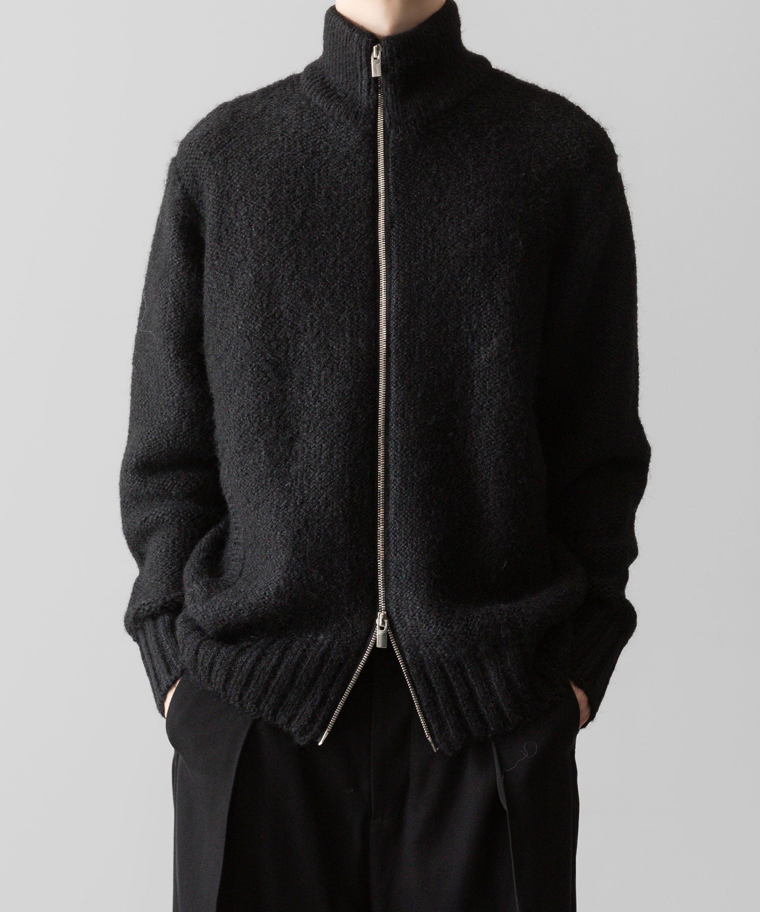 Exclusive【 VEIN 】SHAGGY KNIT DRIVERS JACKET - BLACK