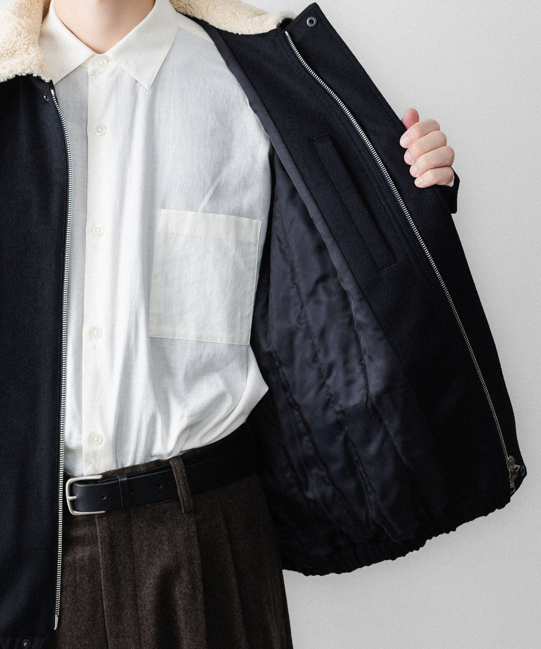 ssstein(シュタイン)のMOUTON COLLAR WOOL CASHMERE PADDED JACKET - DARK NAVYの公式通販サイトsession福岡セレクトショップ