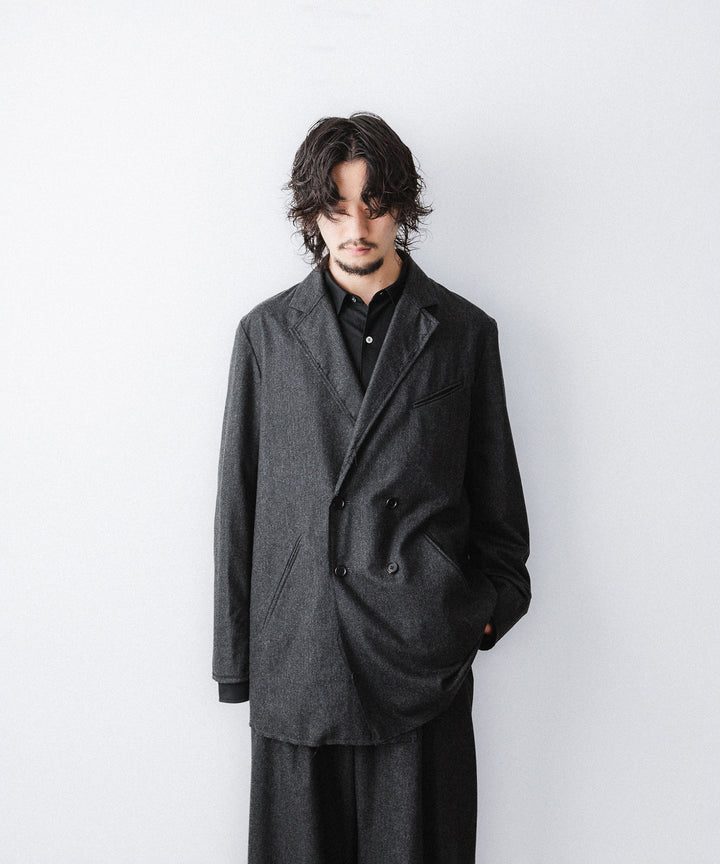 【ANTHEM A】WOOL CASHMERE POPLIN MELTON JACKET - CHARCOAL