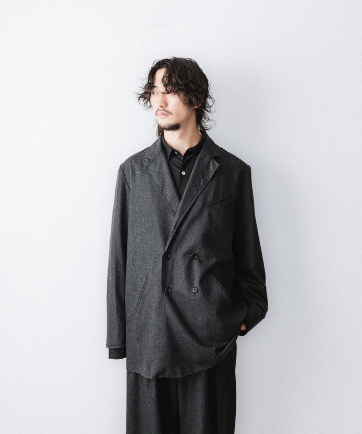 【ANTHEM A】WOOL CASHMERE POPLIN MELTON JACKET - CHARCOAL