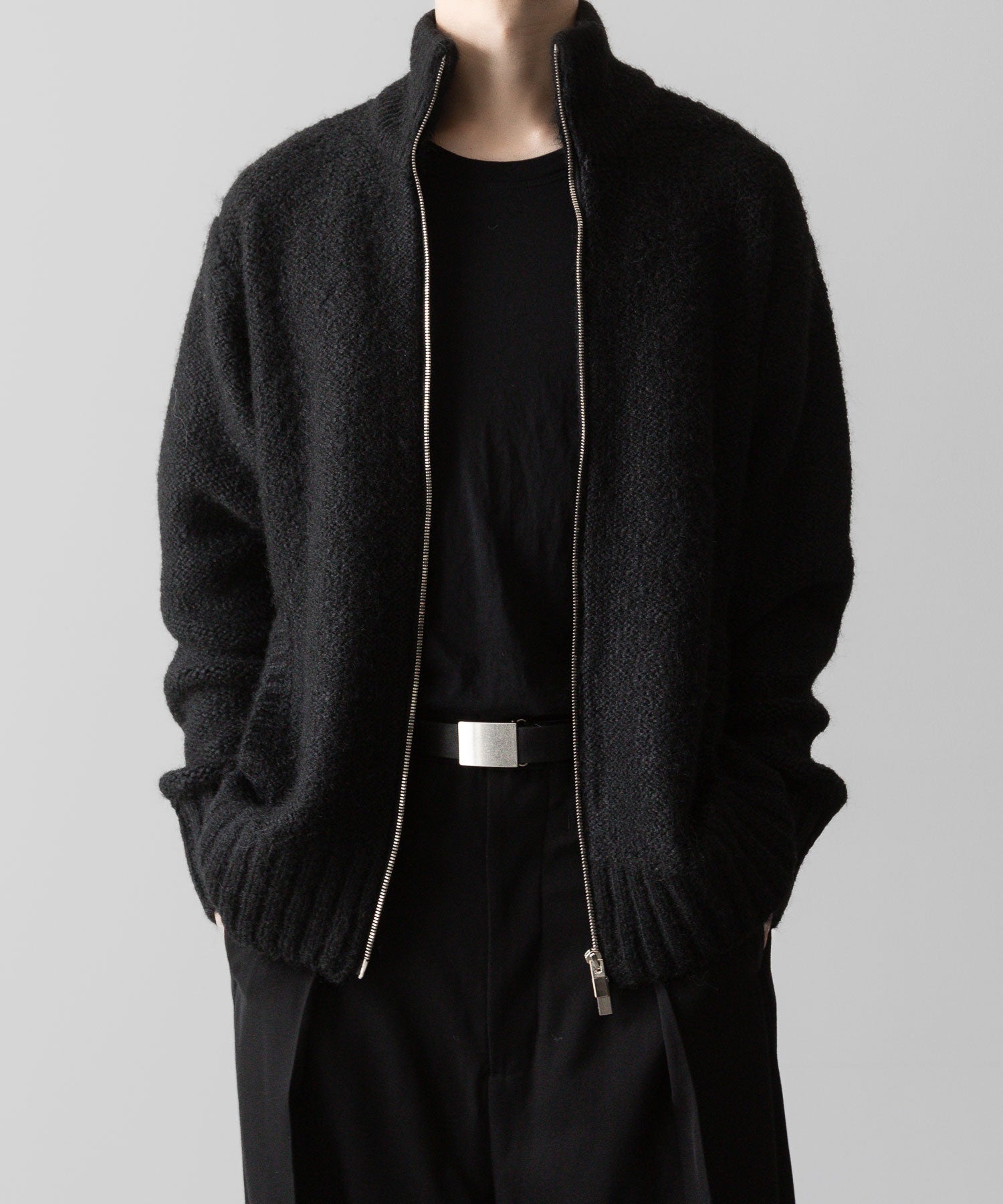 Exclusive【 VEIN 】SHAGGY KNIT DRIVERS JACKET - BLACK