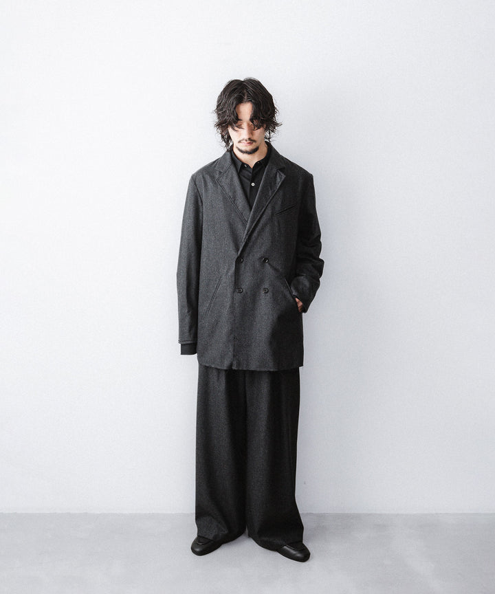 【ANTHEM A】WOOL CASHMERE POPLIN MELTON JACKET - CHARCOAL