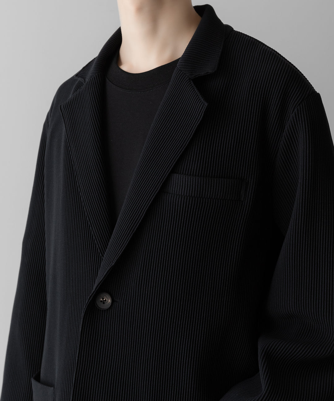 【ssstein】GRADATION PLEATS SINGLE BREASTED JACKET - BLACK