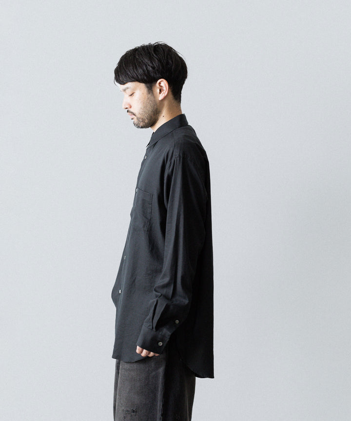 ssstein(シュタイン)のCOTTON/SILK OVERSIZED REGULAR COLLAR SHIRT - BLACKの公式通販サイトsession福岡セレクトショップ