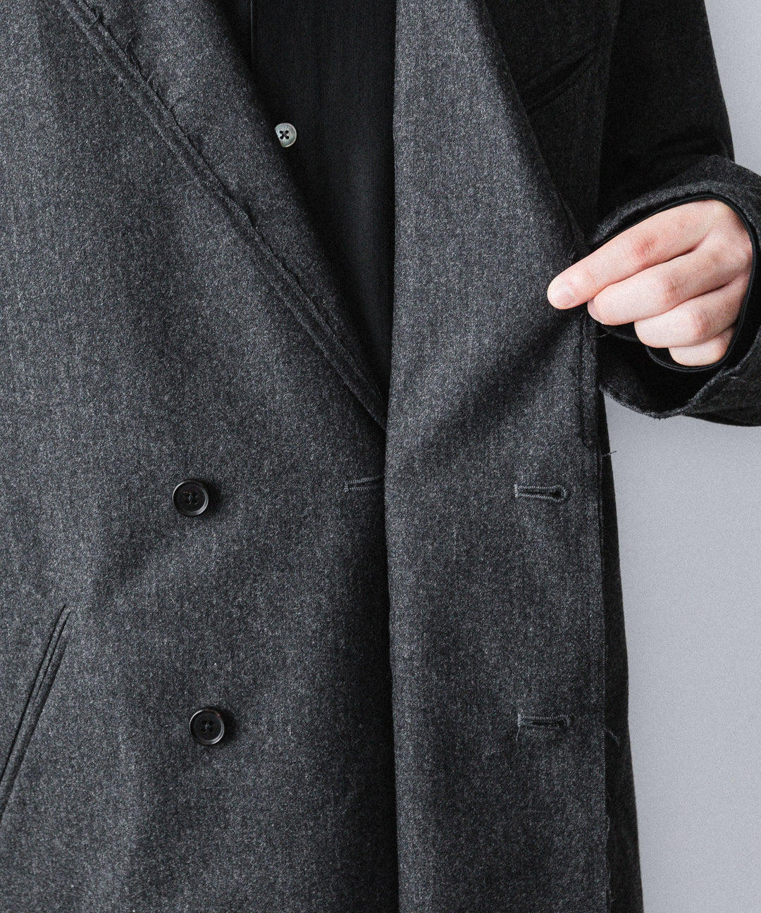 【ANTHEM A】WOOL CASHMERE POPLIN MELTON JACKET - CHARCOAL