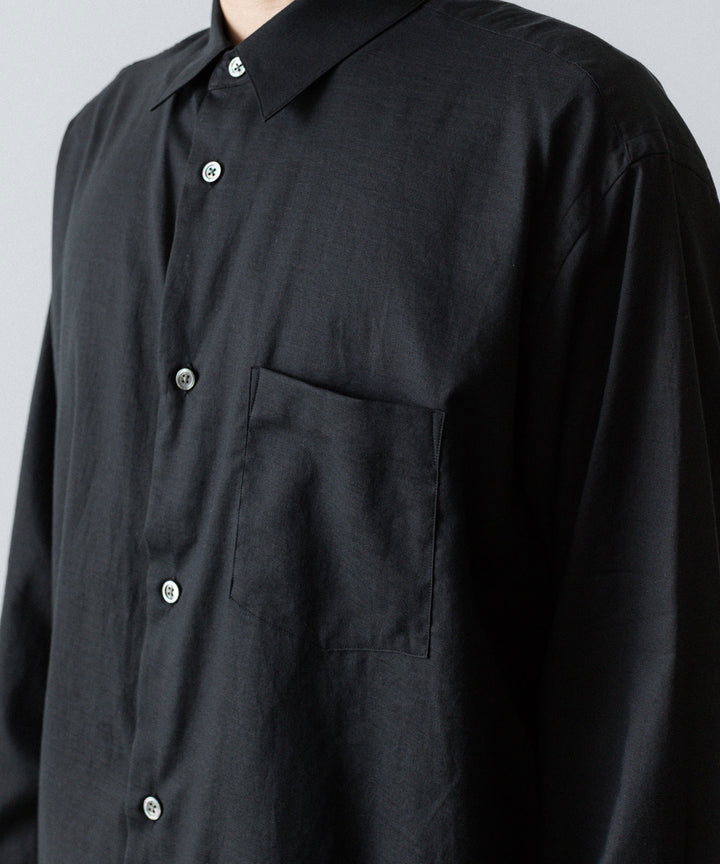 ssstein(シュタイン)のCOTTON/SILK OVERSIZED REGULAR COLLAR SHIRT - BLACKの公式通販サイトsession福岡セレクトショップ