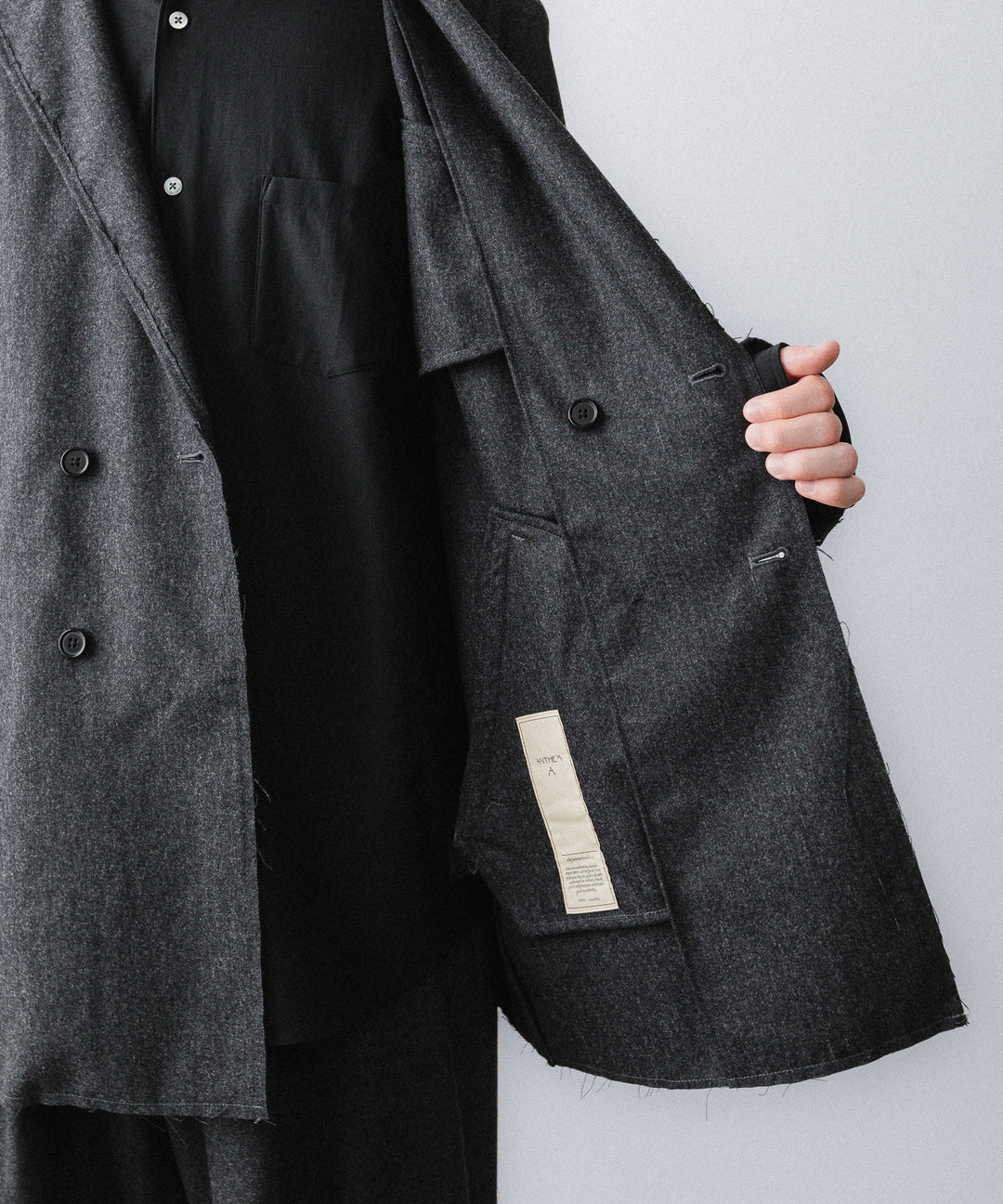 【ANTHEM A】WOOL CASHMERE POPLIN MELTON JACKET - CHARCOAL
