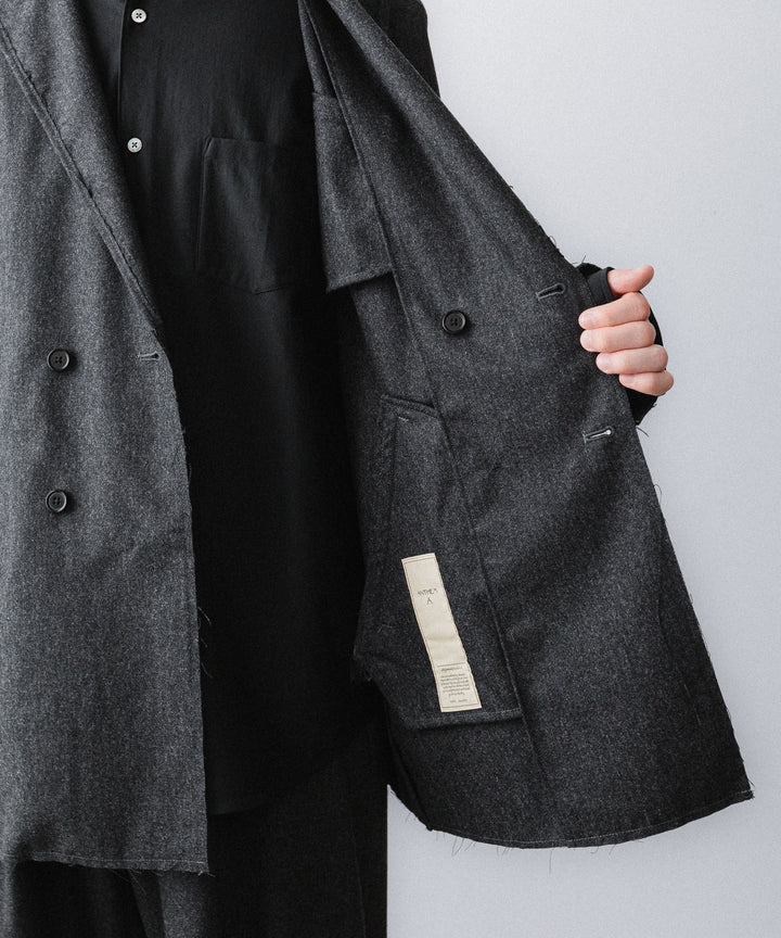 【ANTHEM A】WOOL CASHMERE POPLIN MELTON JACKET - CHARCOAL