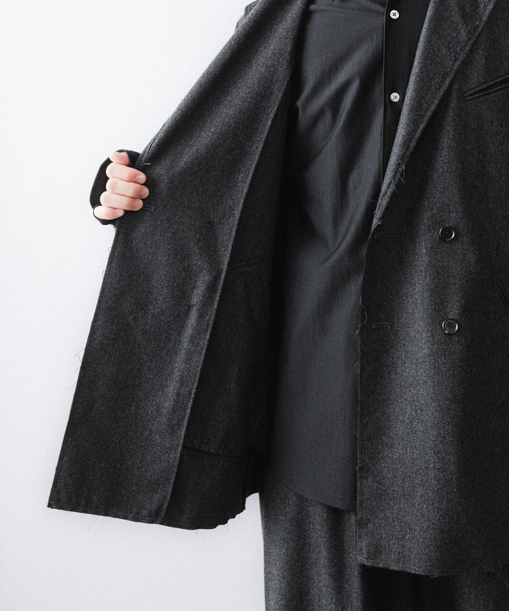 【ANTHEM A】WOOL CASHMERE POPLIN MELTON JACKET - CHARCOAL